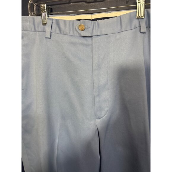 Ralph Lauren Mens Light Blue Cotton Pants Size 40/31 Flat Front Slim Fit Tailore - Picture 2 of 5